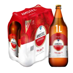 Cerveza Amstel 1 l No Retornable caja de 6 Botellas