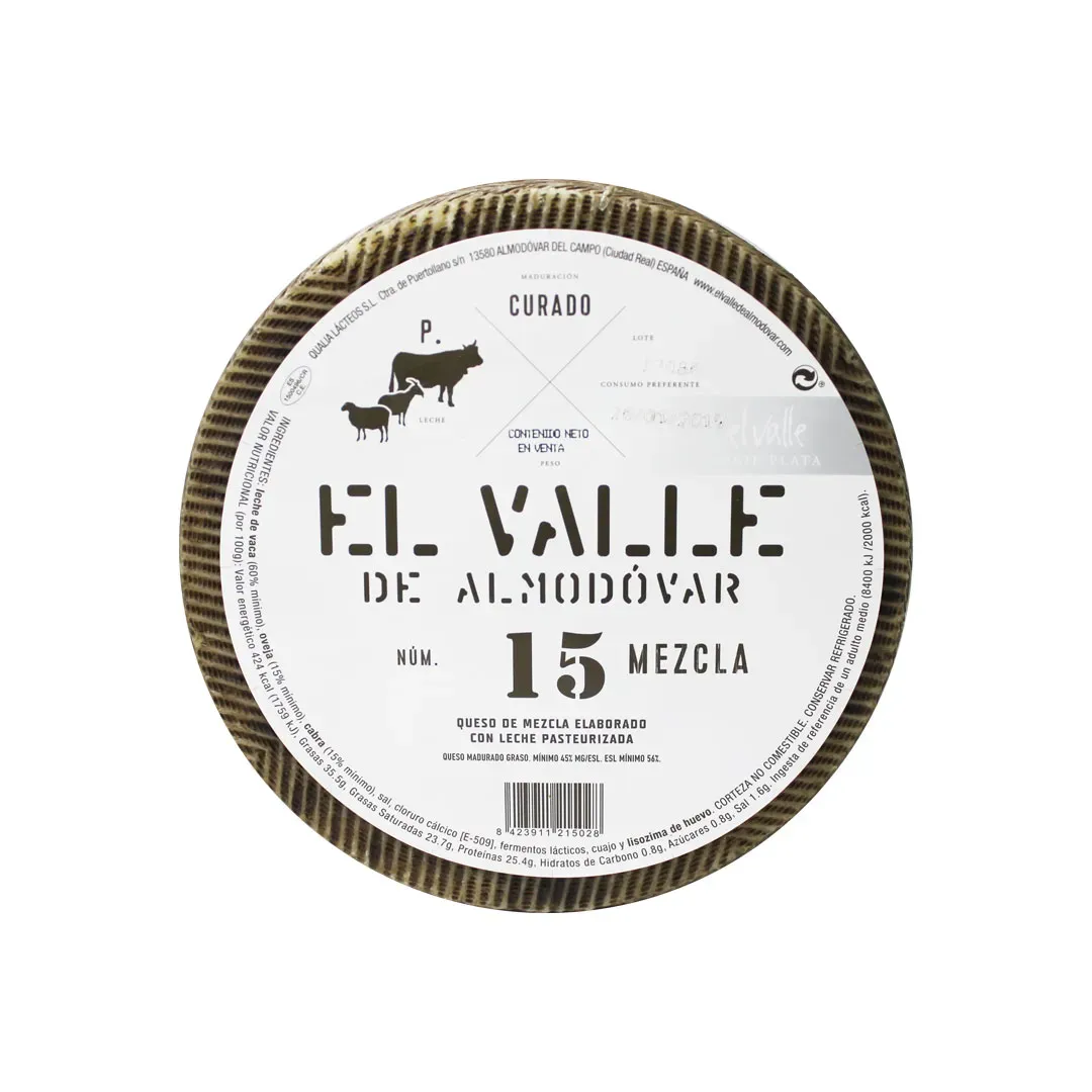 Queso Curado El Valle Past.nÂº15 (Plata) 5kg Aprox.