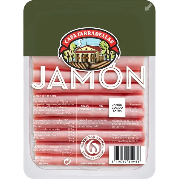 Tarradellas Jamón Cocido L/ Finas 125 g